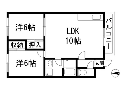 セレノ弐番館(2LDK/2階)の間取り写真