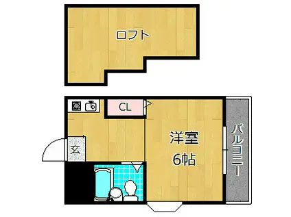 センチュリー藤阪(ワンルーム/2階)の間取り写真