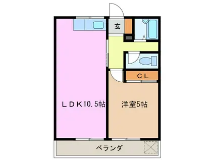 コーポヒラタ(1LDK/2階)の間取り写真