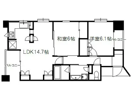 ライオンズマンション烏丸通(2LDK/4階)の間取り写真