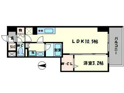 クロスレジデンス阿波座(1LDK/7階)の間取り写真