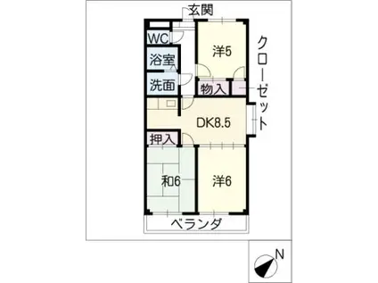 フォンテーヌヨシダ(3DK/3階)の間取り写真