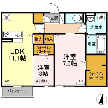エレガントIII(2LDK/2階)の間取り写真
