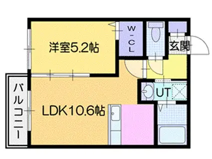 ALPHA新札幌(1LDK/3階)の間取り写真