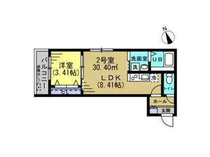 ベルシャンテ新松戸(1LDK/2階)の間取り写真