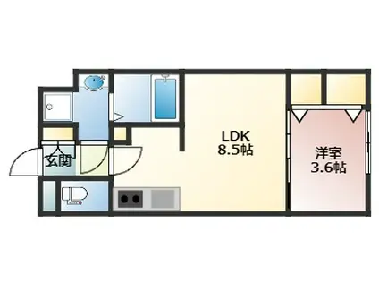 セブンプロート庚午(1LDK/1階)の間取り写真