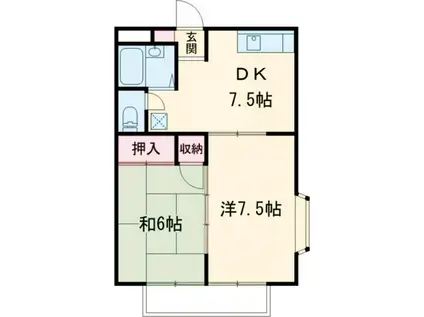 ウィングコート ラ・ムール豊橋(2DK/3階)の間取り写真