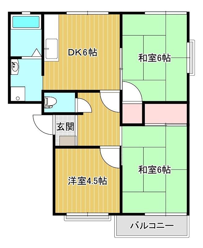 ＪＲ播但線 京口駅 徒歩15分 2階建 築31年(3DK/2階)の間取り写真