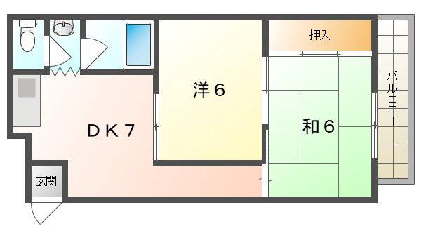 メゾン赤松(2DK/1階)の間取り写真