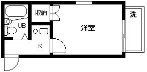 テラス三ツ沢(1K/1階)の間取り写真