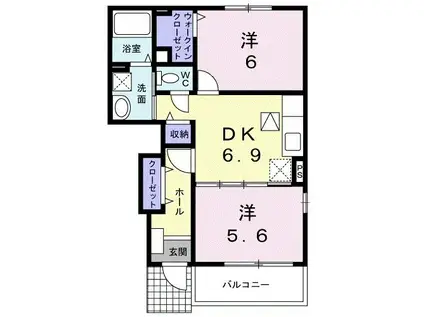 サニーグレイス IV(2DK/1階)の間取り写真