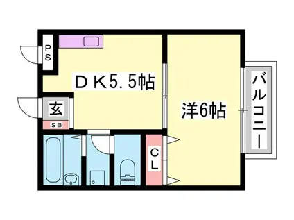 ロイヤルハイツII(1DK/1階)の間取り写真