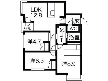 ビチナート(3LDK/5階)の間取り写真