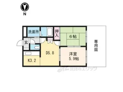 サンハイツオクヤマ(2LDK/1階)の間取り写真