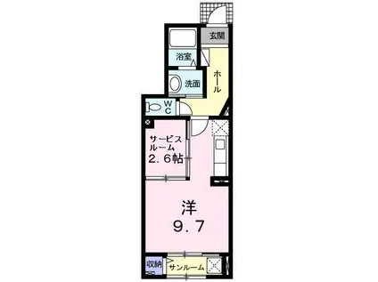 モントレゾール(ワンルーム/1階)の間取り写真