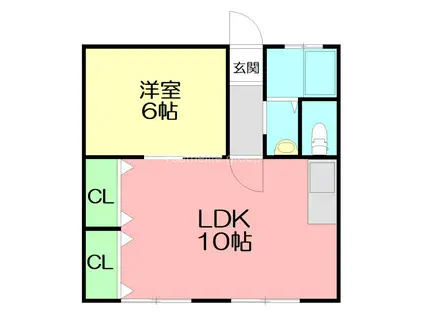 稲荷森マンション(1LDK/1階)の間取り写真