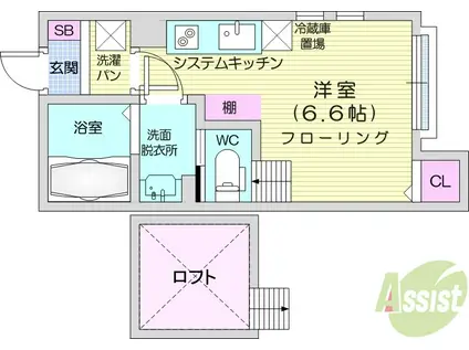 LA・VIE柏木(ワンルーム/2階)の間取り写真