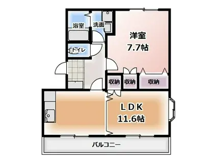 エメラルドノービレIII(1LDK/2階)の間取り写真