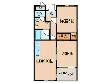 ロイヤルオーク(2LDK/1階)の間取り写真