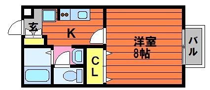 セジュール酒津(1K/1階)の間取り写真