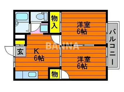 シティハイツカサミアII(2DK/2階)の間取り写真