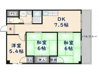 ハビタ横沼(3DK/2階)の間取り写真