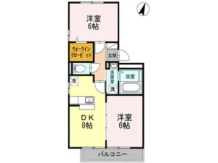 クリオコートB棟(2DK/2階)の間取り写真