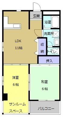 ビラ四季(2LDK/3階)の間取り写真