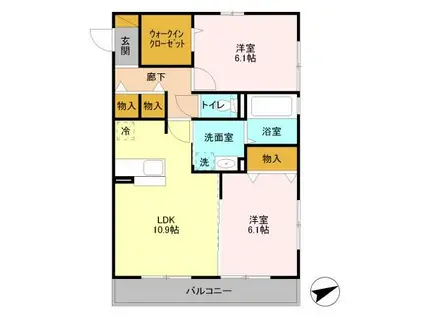 プレベール(2LDK/2階)の間取り写真