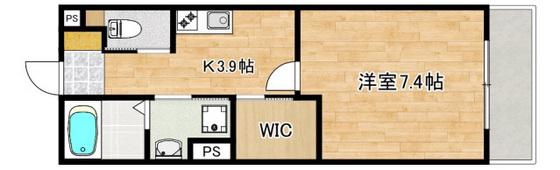 アレフガルド楽々園(1K/1階)の間取り写真