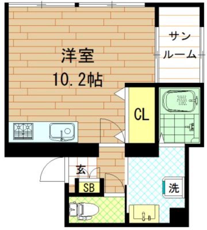 ヒルズビュー寺田町BLD(ワンルーム/9階)の間取り写真