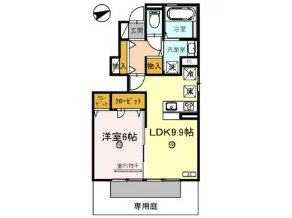 ユーフォリア(1LDK/1階)の間取り写真