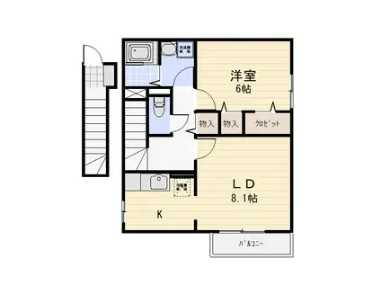 ルミエール・栄(1LDK/2階)の間取り写真