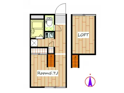 メゾンロイズ日乃出(ワンルーム/1階)の間取り写真