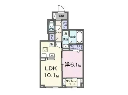 リヒトミューレ(1LDK/1階)の間取り写真