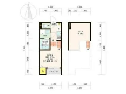 グレーステラス福住A(1K/2階)の間取り写真