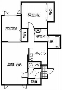 ウッドパレス(2LDK/1階)の間取り写真