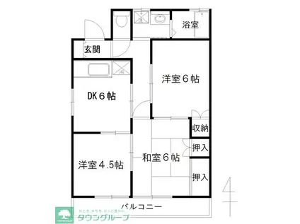 甍ハイツ(3DK/2階)の間取り写真