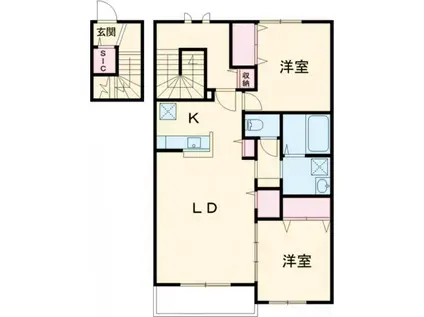 NOVガーデンハウス谷田部 F棟(2LDK/2階)の間取り写真