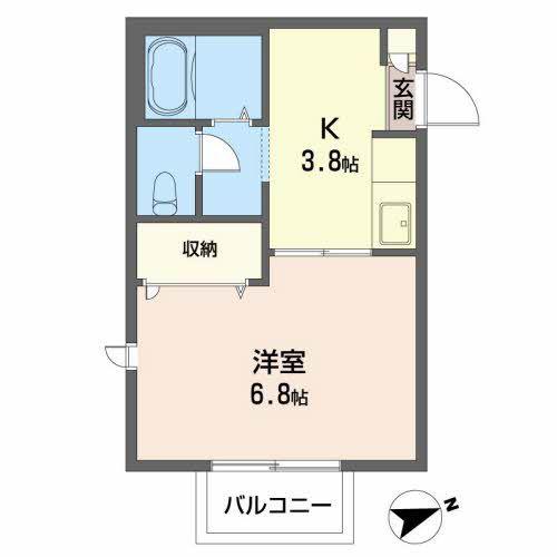 S・ドミール(1K/2階)の間取り写真