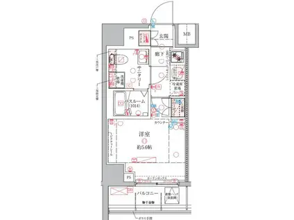 クレヴィスタ横浜関内(1K/9階)の間取り写真