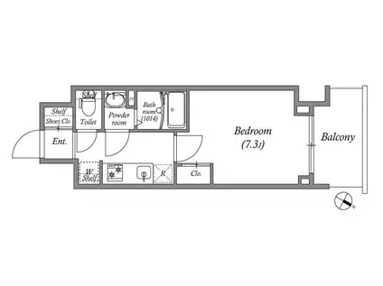 ジェノヴィア神戸湊川公園(1K/14階)の間取り写真
