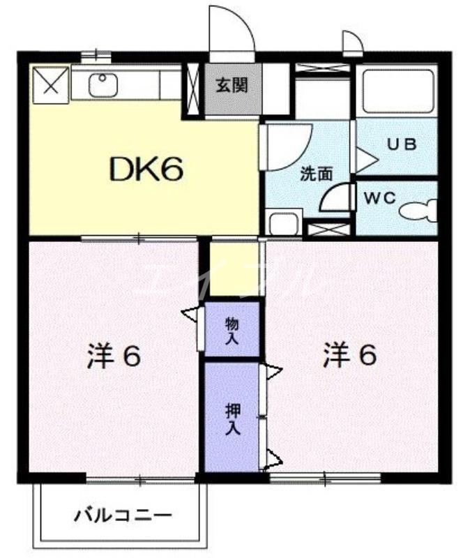 グランバリー(2DK/2階)の間取り写真