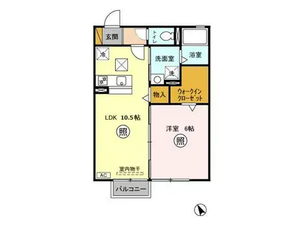 フォレスト自由が丘(1LDK/1階)の間取り写真