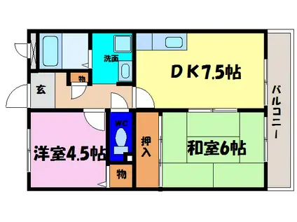 サンリブ甲西(2DK/4階)の間取り写真