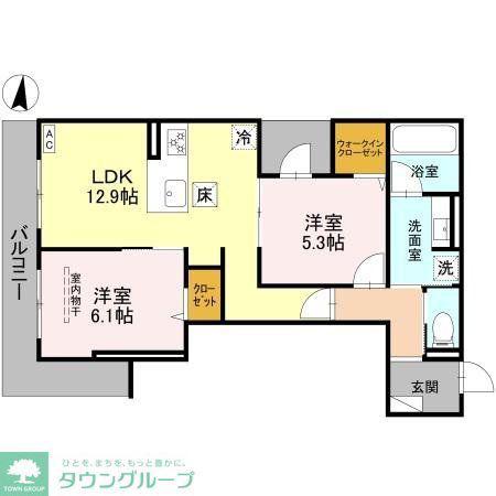 トリアングル(2LDK/1階)の間取り写真