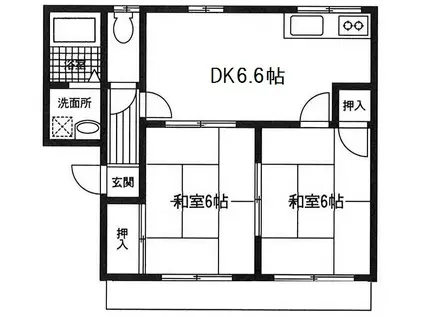 コーポDAN(2DK/2階)の間取り写真
