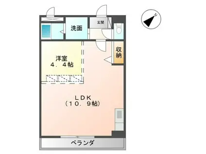 シャンボール(1LDK/2階)の間取り写真
