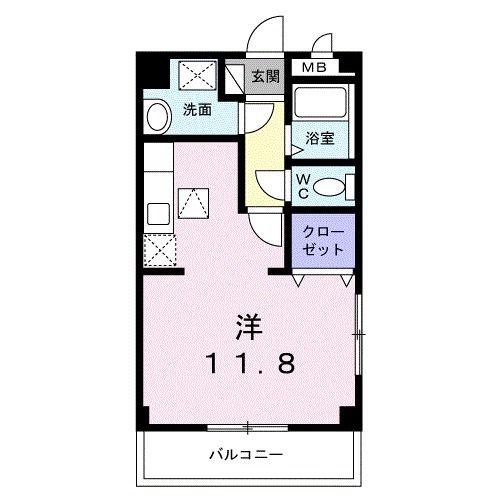 ドーミトリー(ワンルーム/1階)の間取り写真
