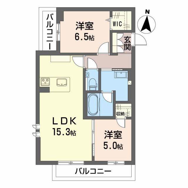 アヴェニール雄飛ヶ丘(2LDK/4階)の間取り写真